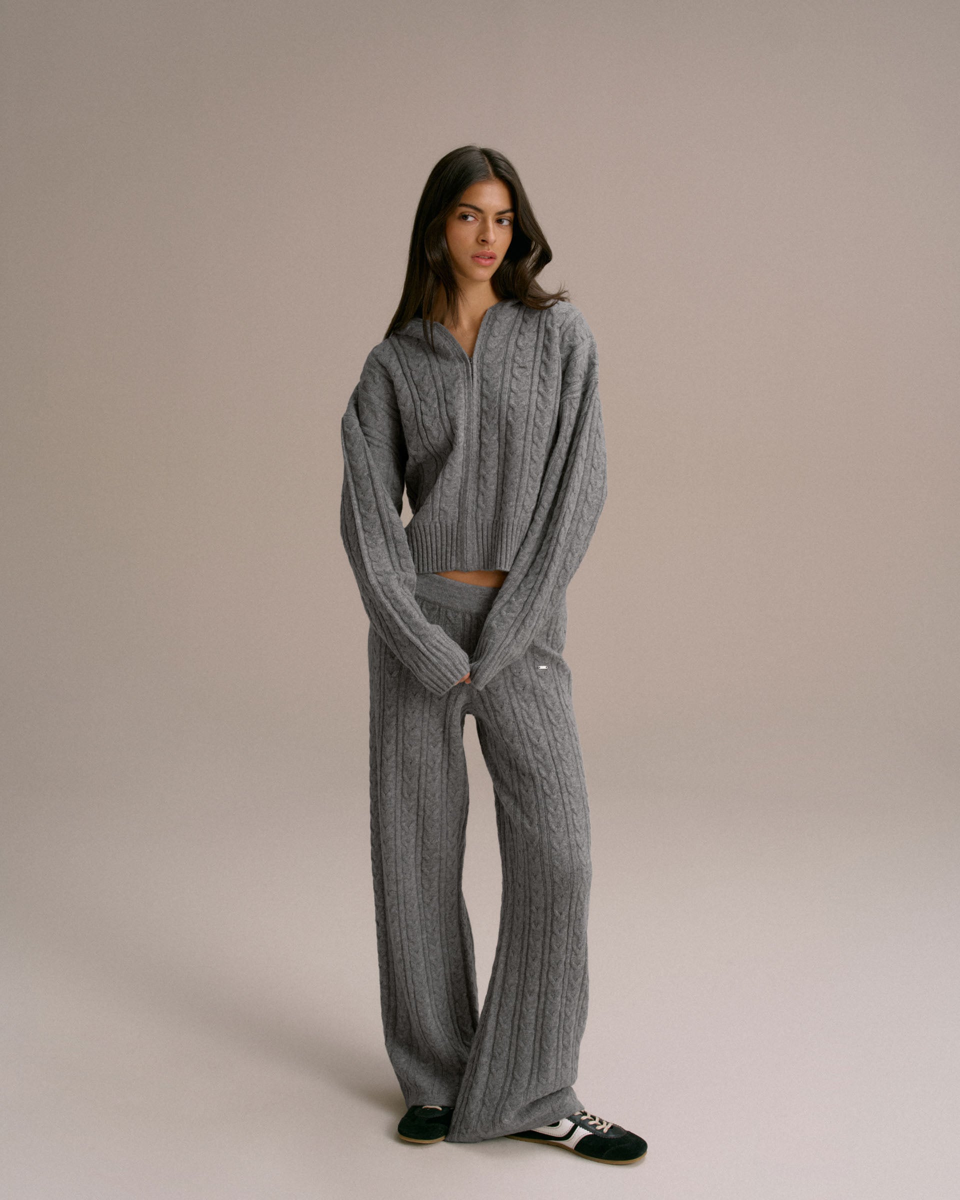 Cable Knit Zip Hoodie