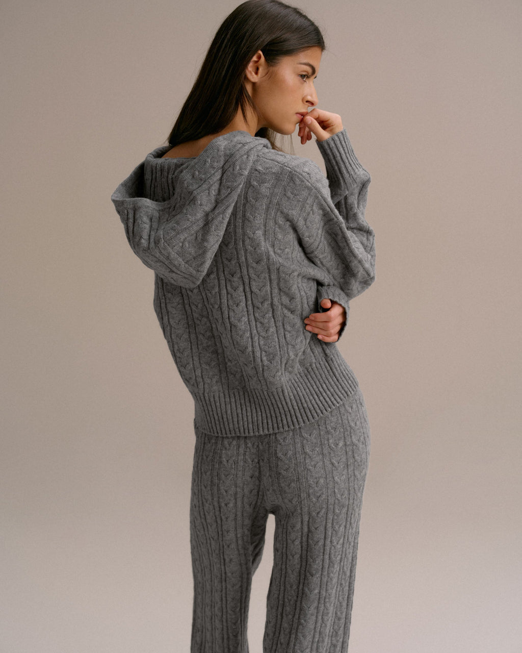 Cable Knit Zip Hoodie